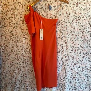 Halton heritage corral orange one shoulder dress size 6